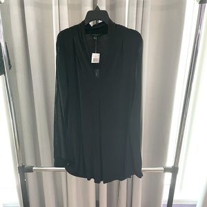 Cable & Gauge Black sheer sleeve blouse size Medium.